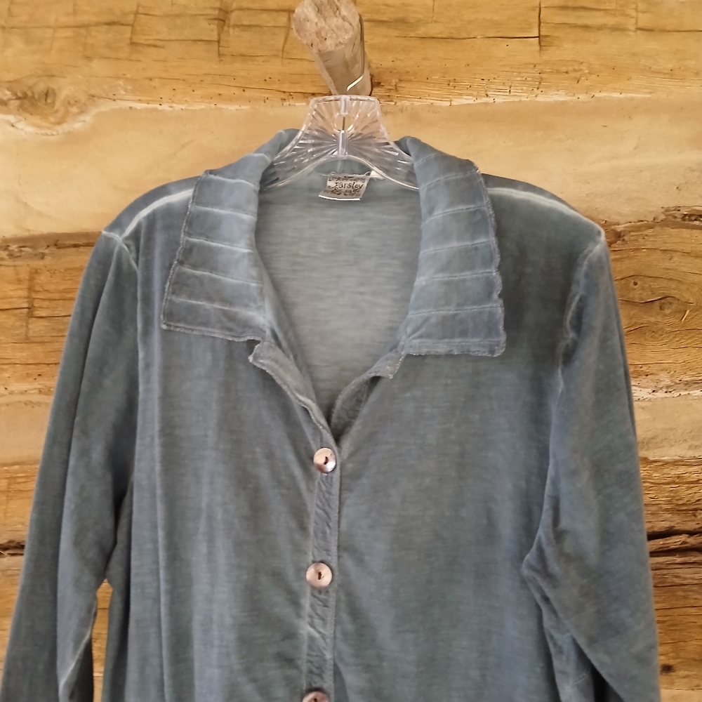 Parsley & Sage Slate Blue Long Sleeved Button Up Tunic Large - Picture 2 of 7